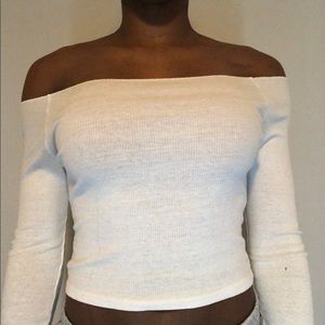 Brandy Melville long sleeve crop top White